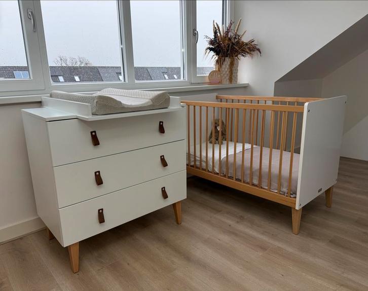 Bopita Indy babykamer wit/naturel, Kinderen en Baby's, Babywiegjes en Ledikanten, Zo goed als nieuw, Ledikant, Ophalen