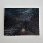 Schilderij – Nachtlandschap (Wim van der Weide), Antiek en Kunst, Kunst | Schilderijen | Klassiek, Ophalen of Verzenden