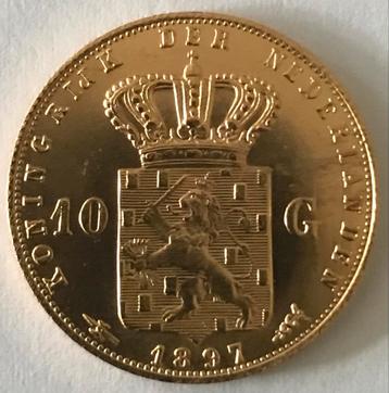 Gouden Tientje 1897 Wilhelmina - Lang Haar beschikbaar voor biedingen