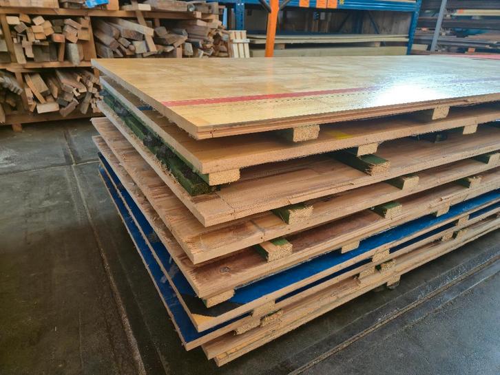 Beuken vloerdelen uit sporthal, Doe-het-zelf en Verbouw, Hout en Planken, Gebruikt, Plank, Beuken, 200 tot 250 cm, Minder dan 25 mm