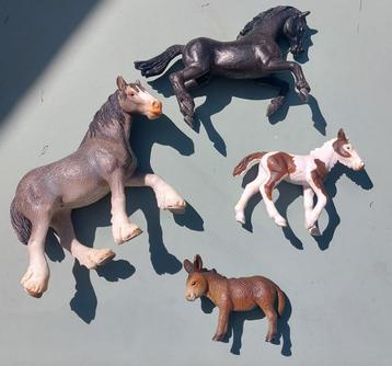Schleich 3 paarden 1 ezel 1997-2004 goede staat beschikbaar voor biedingen