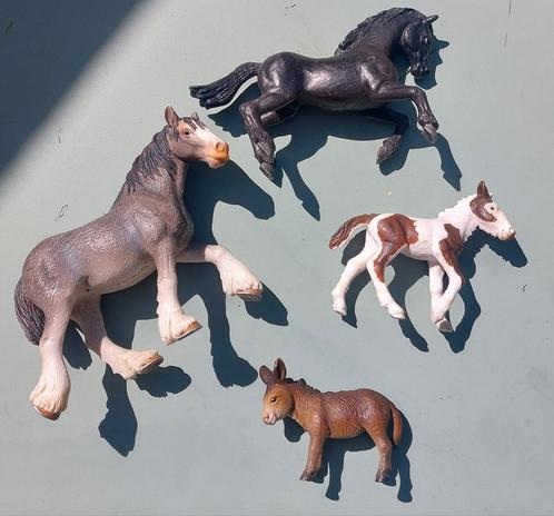 Schleich 3 paarden 1 ezel 1997-2004 goede staat, Verzamelen, Dierenverzamelingen, Zo goed als nieuw, Beeldje of Figuurtje, Paard