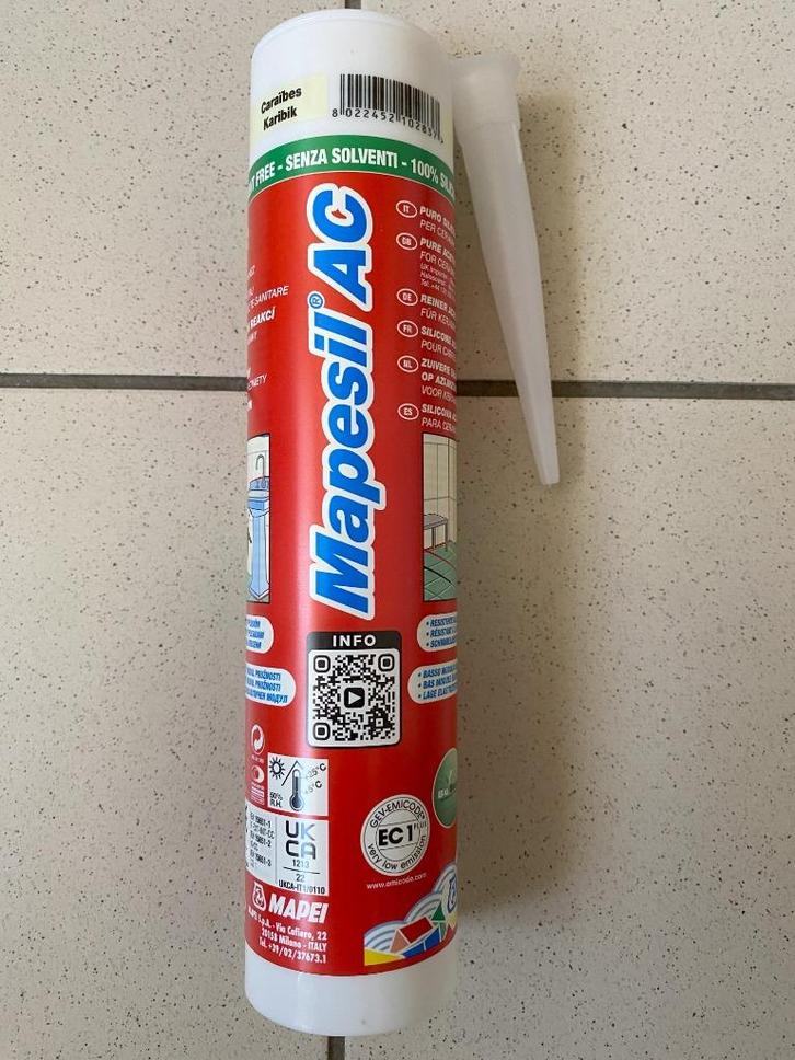 Mapei Mapesil AC siliconenkit, Doe-het-zelf en Verbouw, Isolatie en Afdichting, Nieuw, Overige materialen, Minder dan 4 cm, 15 m² of meer