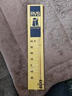 Emaille bord, zeldzame blauw/gele RVS thermometer., Antiek en Kunst, Antiek | Emaille, Ophalen of Verzenden