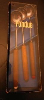 fondue lepeltjes nieuw in de doos hout met groen,wit en rood, Witgoed en Apparatuur, Fonduesets, Ophalen of Verzenden, Nieuw, Brander