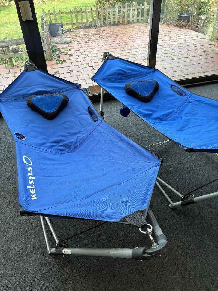 Kelsyus hangmat 2x, Tuin en Terras, Hangmatten, Gebruikt, Eenpersoons, Met standaard, Inklapbaar, Binnen, Buiten, Ophalen