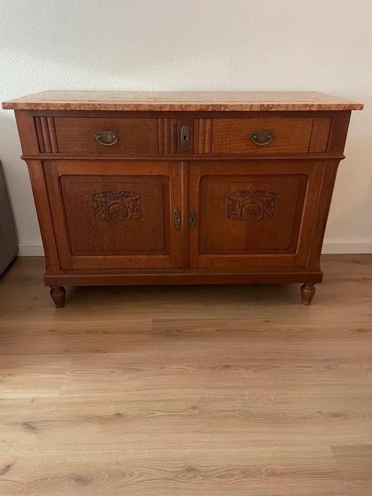 Antieke Dressoir met Marmeren blad Art Deco Commode, Huis en Inrichting, Kasten | Dressoirs, Zo goed als nieuw, 100 tot 150 cm