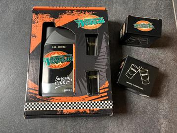 1 liter Nozem Oil en 6 nieuwe borrelglaasjes beschikbaar voor biedingen