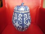 oud chinees porceleinen Gemberpot pompoenpot blauw wit 25cm, Ophalen of Verzenden