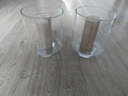 ZGAN: vazen/windlicht 2 stuks., Huis en Inrichting, Woonaccessoires | Vazen, Zo goed als nieuw, Overige kleuren, Minder dan 50 cm