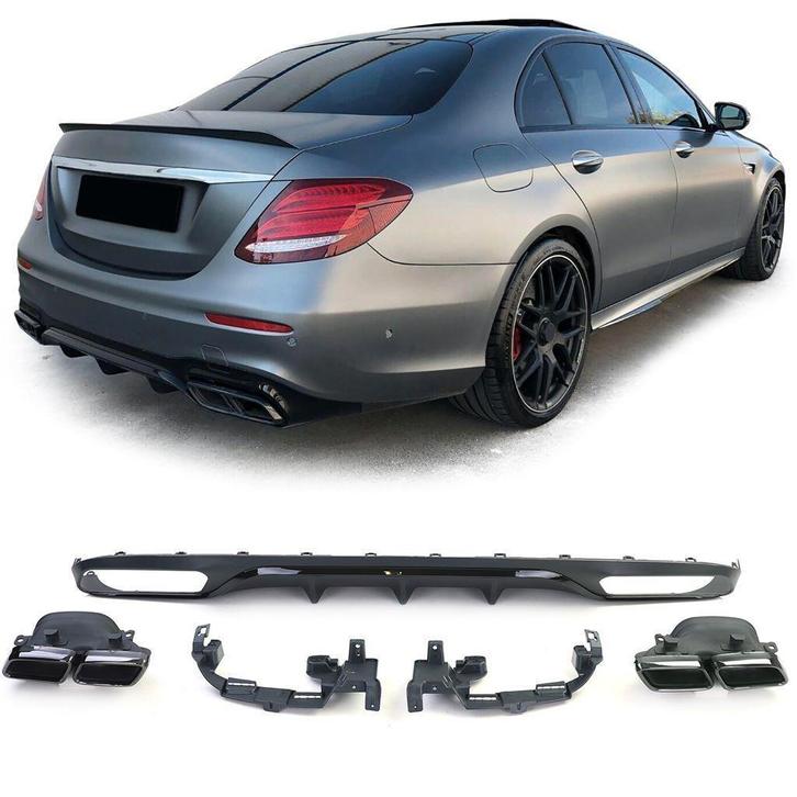 AMG Look diffuser 4 x Black uitlaat MB E Klasse W213 Standaa, Auto diversen, Tuning en Styling, Ophalen of Verzenden