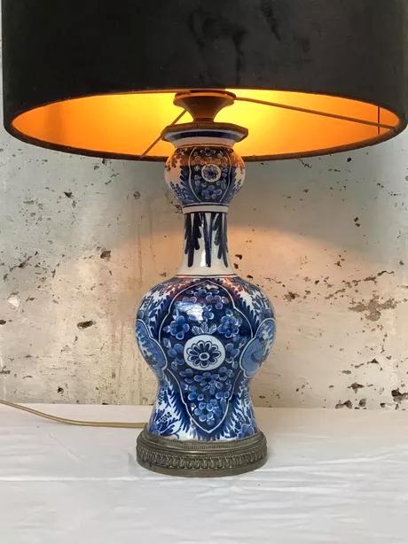 Blauwwitte tafellamp, Huis en Inrichting, Lampen | Tafellampen, Zo goed als nieuw, Minder dan 50 cm, Overige materialen, Ophalen