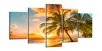 Nieuw * 5 Luik van Canvas * Palmboom Sunset Strand 200x100cm, Nieuw, 125 cm of meer, Ophalen of Verzenden, Schilderij