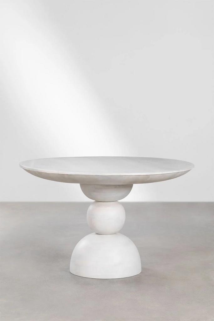 Ronde eettafel 120cm Sklum grijs/creme, Huis en Inrichting, Tafels | Eettafels, 100 tot 150 cm, Rond, Ophalen of Verzenden