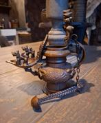 Bronzen nepalees diya olielampje met lepeltje, Lord Ganesha., Ophalen of Verzenden