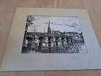 Prent Oude brug Maastricht, Antiek en Kunst, Ophalen of Verzenden
