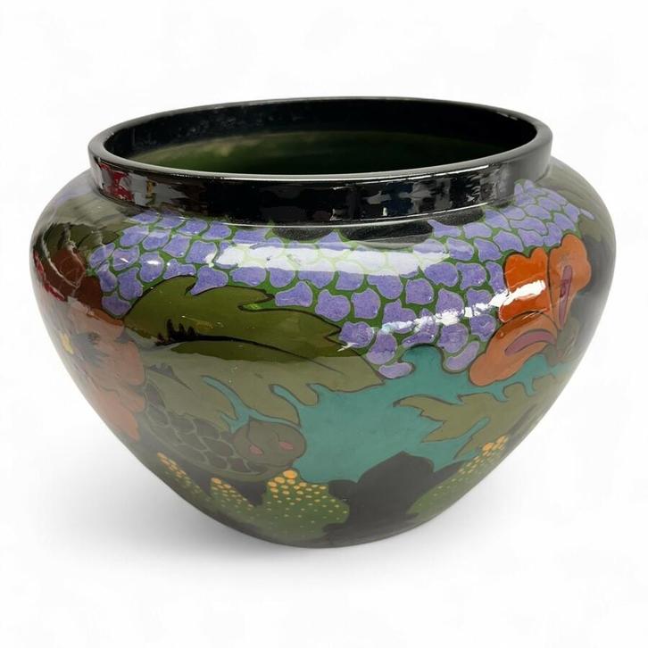 Ed Antheunis (1878-1943) platelen cachetpot, Antiek en Kunst, Antiek | Keramiek en Aardewerk, Ophalen of Verzenden