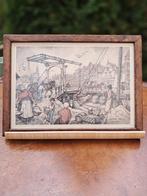 Anton Pieck tekening Veermanskade te Hoorn ingelijst, Antiek en Kunst, Ophalen of Verzenden