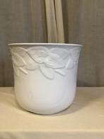 Grote vintage witte bloempot, Rond, Ophalen of Verzenden, Zo goed als nieuw, Aardewerk