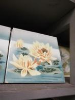 44 stuks prachtige antieke tegels met waterlelie oude tinten, Ophalen