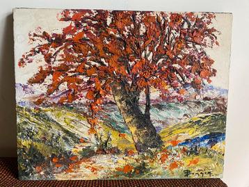 Schilderij van een boom in de herfst, Jaap Burger beschikbaar voor biedingen