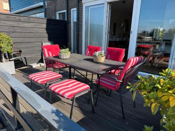 Tuinset, 7 delig, antraciet, gecoat ijzer met kussens beschikbaar voor biedingen