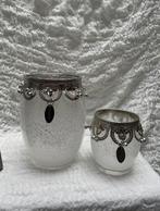 Riverdale windlichten zilver met wit, Huis en Inrichting, Woonaccessoires | Vazen, Minder dan 50 cm, Glas, Ophalen of Verzenden