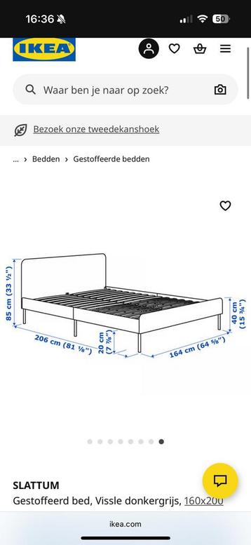 IKEA SLATTUM bed lichtgrijs 160*200 - afbeelding 4