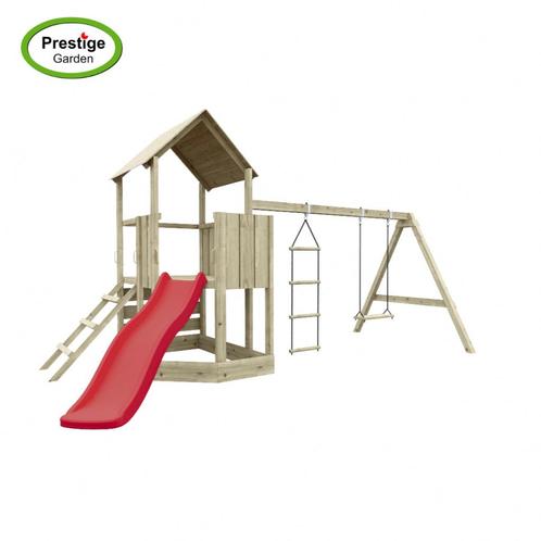 ZOMERDEAL  jungle tower houten speeltoestel prestige garden, Kinderen en Baby's, Speelgoed | Buiten | Speeltoestellen, Nieuw, Glijbaan