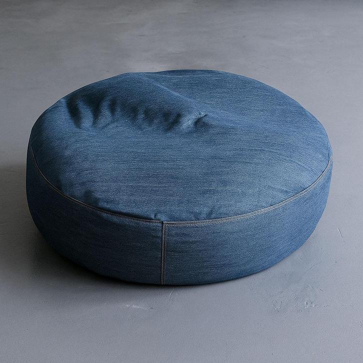 Ikea Pösig poef van jeansstof / vintage ikea, Huis en Inrichting, Banken | Voetenbanken en Poefen, Zo goed als nieuw, 100 tot 125 cm