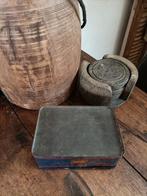 Frans oud koekjes blik brocante blauw, Verzamelen, Blikken, Ophalen of Verzenden, Gebruikt, Overige, Overige merken
