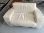 Love seat / 1,5 persoonsbank wit leder, Huis en Inrichting, Fauteuils, Ophalen, Gebruikt, Modern, tijdloos, Leer
