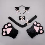 Zwarte Katten Oren Staart En Handschoenen Fursuit Kat Staart, Verzenden, Nieuw