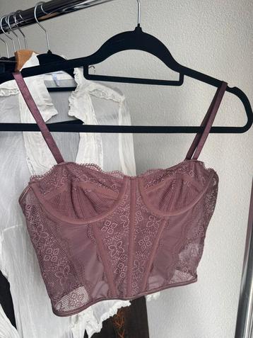 Shein oud roze kanten korset bustier top beschikbaar voor biedingen