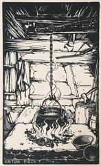 Anton Pieck (1895-1987) Houtsnede ‘Kookpot’ Afmetingen ~12,7, Antiek en Kunst, Kunst | Etsen en Gravures, Ophalen of Verzenden
