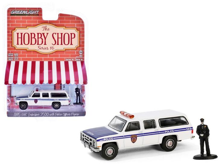 1985 GMC Suburban 2500 van Greenlight 1/64 + police officer, Hobby en Vrije tijd, Modelauto's | Overige schalen, Nieuw, Auto, Ophalen of Verzenden