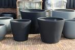 GROTE ronde bloempotten Fiberstone grijs & antraciet 3 maten