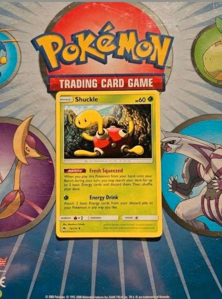 Shuckle 16/214 Sun&Moon Lost thunder pokemon kaart nm, Ophalen of Verzenden, Zo goed als nieuw, Losse kaart