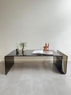 Vintage Space Age salontafel rookglas met lectuurdrager, Ophalen, 100 tot 150 cm, Scandinavisch, retro, space age, sixties, jaren 60