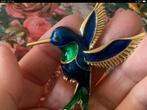 Prachtige vintage broche Emaille 14 karaat verguld, Sieraden, Tassen en Uiterlijk, Broches, 4 tot 7 cm, Verzenden, Nieuw, Met edelsteen