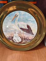 Ovale wanddecoratie met ooievaar, Ophalen of Verzenden, Gebruikt