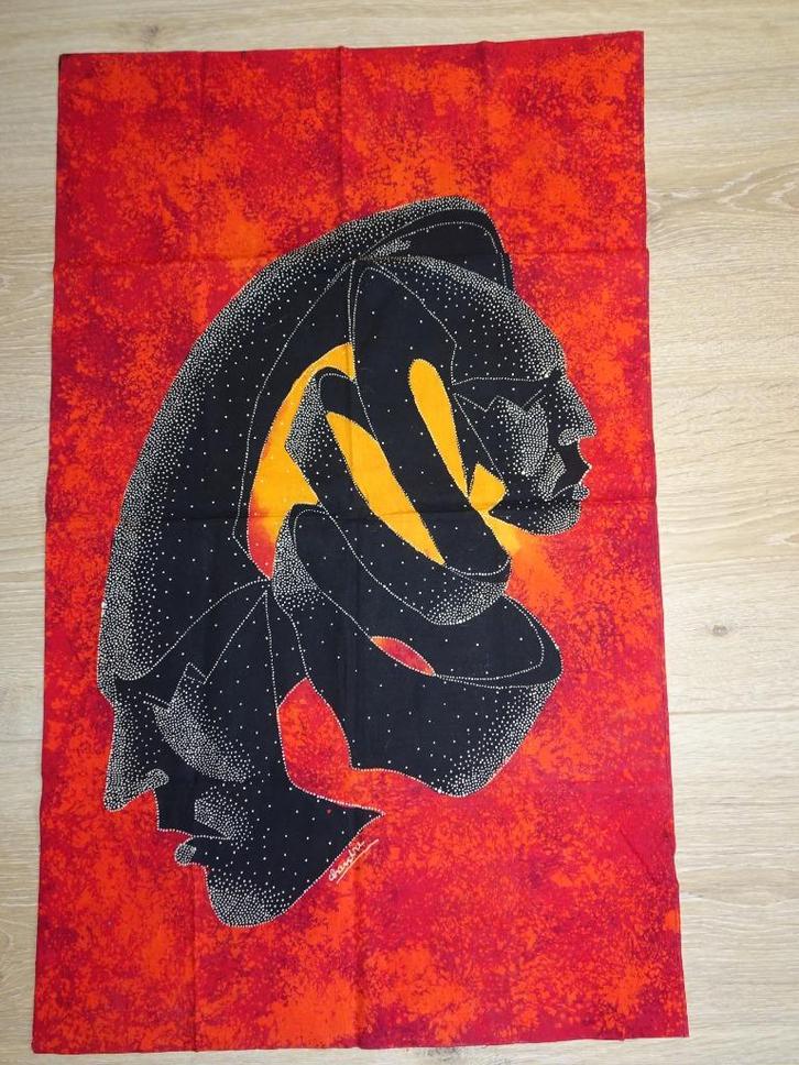 Afrikaanse schilderijdoek met afbeelding (75 x 46 cm), Huis en Inrichting, Woonaccessoires | Wanddecoraties, Nieuw, Ophalen of Verzenden