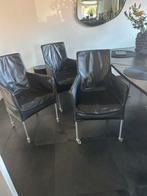 Eetkamerstoelen zwart leer, Huis en Inrichting, Stoelen, Ophalen, Gebruikt, Zwart, Leer