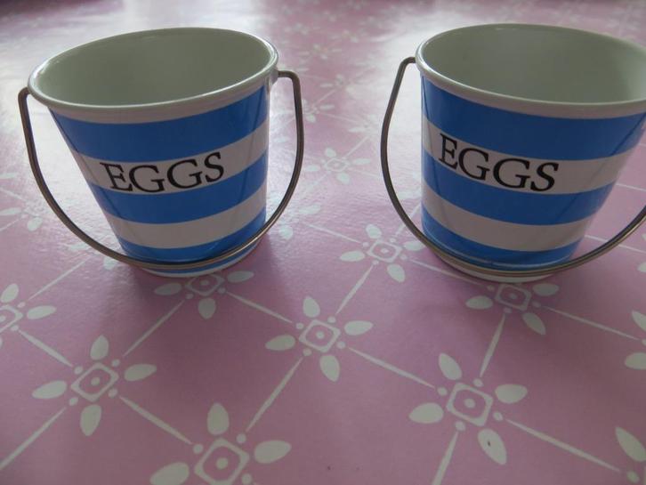 ei dop/emmertje/eieren/ontbijt/cornish blue/streep/blikje, Huis en Inrichting, Keuken | Servies, Nieuw, Overige typen, Overige stijlen