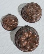 Bakvormen, puddingvormen, jellymoulds, koper, 3 stuks, Ophalen of Verzenden
