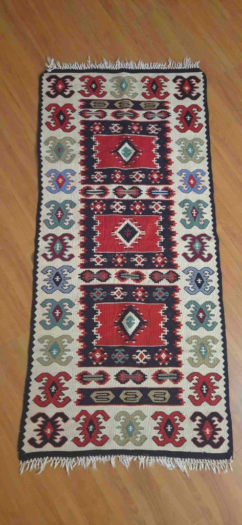 Vintage kelim 143/67, Huis en Inrichting, Stoffering | Tapijten en Kleden, Gebruikt, 50 tot 100 cm, 200 cm of meer, Rechthoekig