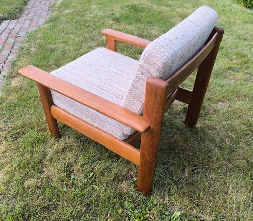 Vintage jaren 60 teak Wilhelm Knoll relax fauteuil, Huis en Inrichting, Fauteuils, Gebruikt, Hout, Stof, 50 tot 75 cm, 75 tot 100 cm