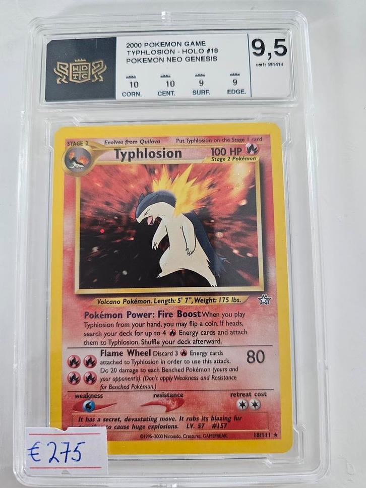 Pokemon -Typhlosion Holo - Neo Genesis - Grade 9.5, Hobby en Vrije tijd, Verzamelkaartspellen | Pokémon, Ophalen of Verzenden