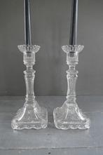 Art Deco persglas kandelaar 2x Vallerysthal Portieux, Verzenden, Glas