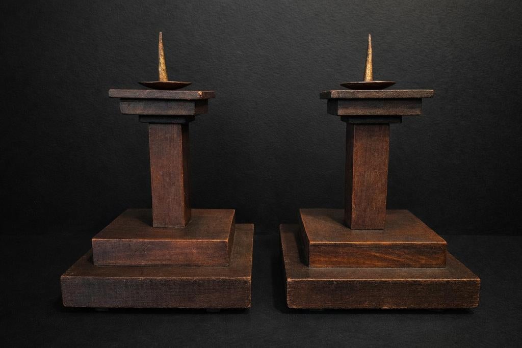 Kandelaren art deco stijl., Antiek en Kunst, Antiek | Kandelaars, Koper of Brons, Ophalen of Verzenden